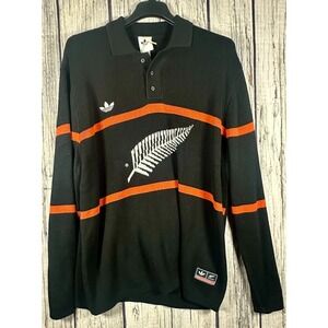 Adidas Knitted Polo Sweater All Blacks New Zealand Rugby Mens 2XL Long Sleeve